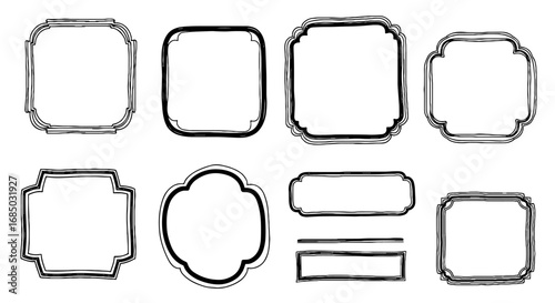 Frame borders shapes doodle sketch vector graphic design set elements lines