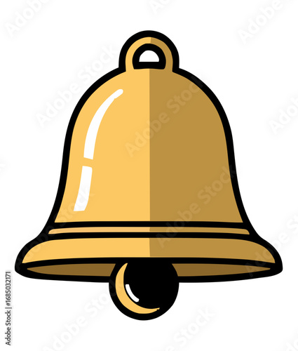 A simple classic golden bell icon with a bold outline symbolizes a timeless sound for holiday alerts, notifications, and important reminders