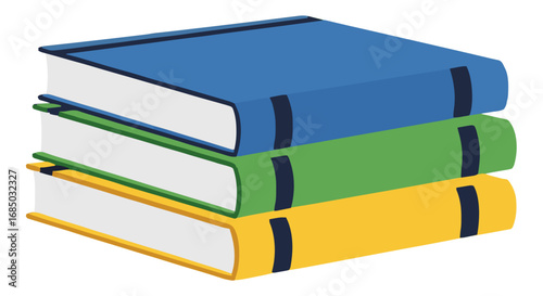 A simple yet colorful stack of hardcover school textbooks representing learning, academic study, and the essential journey of education and discovery.