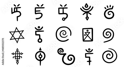 Mystic symbol set abstract icon art vector graphic design esoteric spirituality spiritual sacred magic witchcraft occult wicca witchcraft symbols