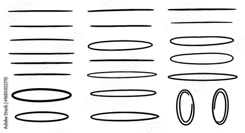 Line ellipse underline highlight marker drawing sketch vector graphic design illustration art underline oval shape