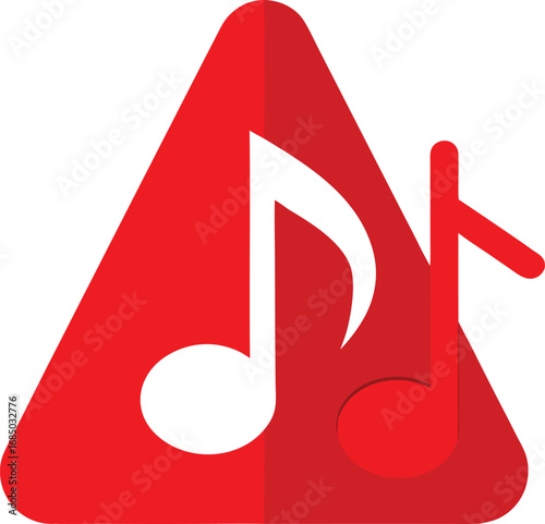 Red triangle with musical notes