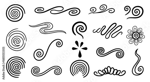 Doodle sketch scribble swirl hand drawn handmade art design illustration swirl line outline shape flower vector