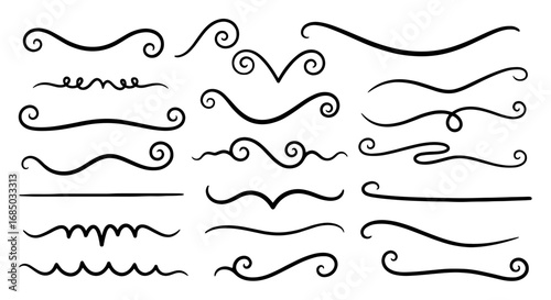 Flourish line divider set vector graphic design illustration art ornamental decoration swirl scroll calligraphy elegant abstract element