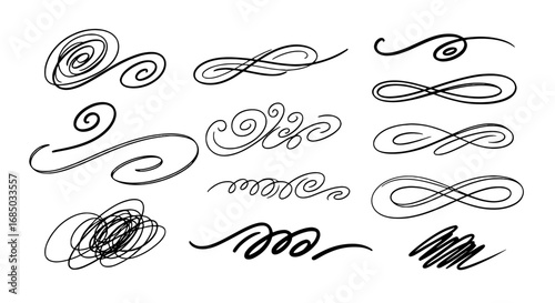 Swirl doodle sketch scribble hand drawn vector graphic design illustration art flourish element ornamental curl decoration border frame