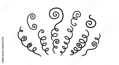 Squiggle lines curl sketch scribble swirl flourish doodle vector graphic design illustration art decorative hand drawn element