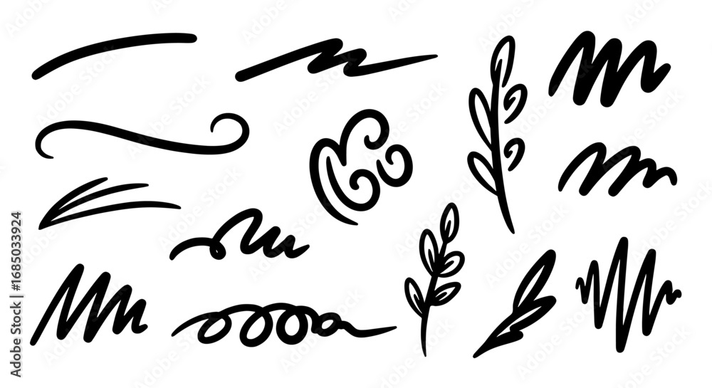 Obraz premium Doodle sketch scribble hand drawn handmade pencil pen marker set vector graphic design illustration art for journal set line shapes