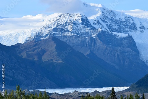 Stunning alpine landscape in sunlight