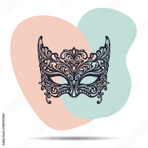 Elegant Venetian Mask on Abstract Pastel Background A Vector Graphic Design
