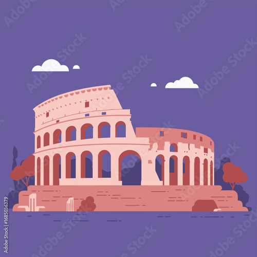 Rome Colosseum A Flat Design Illustration