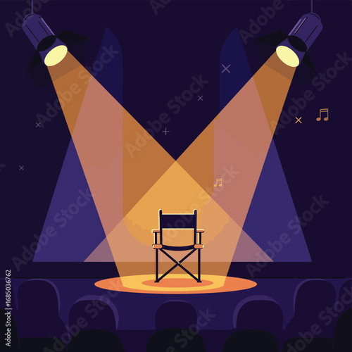 Director's Chair in Spotlight A Theatrical Vector Art Depicting Cinema's Heart