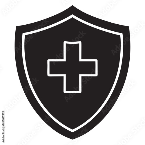 shield with a white border and white lines dividing the shield into quadrants