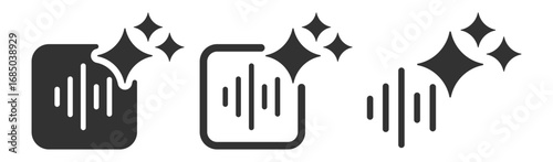 AI generate sound wave icon with sparkles on transparent background