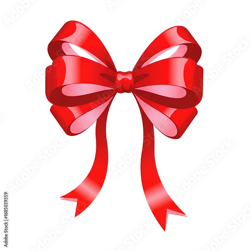 Elegant Red Bow Illustration for Gift Wrapping or Holiday Decorations on a Black Background