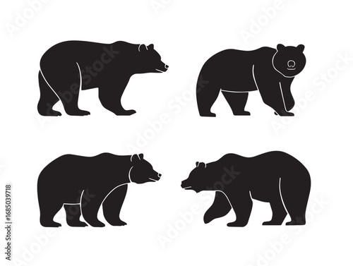 Dynamic Bear Silhouette Icons Collection for Creative Stock Art  
