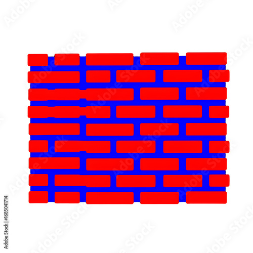 Red and Blue Brick Wall Pattern Illustration for Construction or Building Design Projects