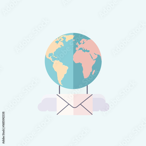 Global Communication Concept An Envelope Supporting the World Globe