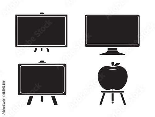 Unique Blackboard Silhouette Vector Icons for Stock Artwork  