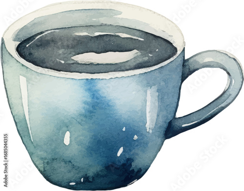 Watercolor painted coffee cup. Hand drawn design element isolated on white background.