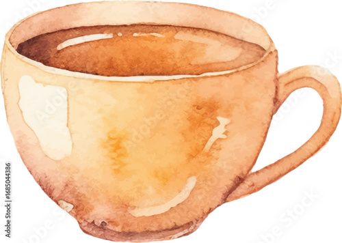 Watercolor painted coffee cup. Hand drawn design element isolated on white background.