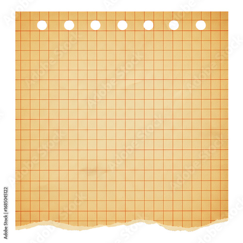 Vintage Notepad Paper Background with Torn Edges and Hanging Holes for Writing or Design Use