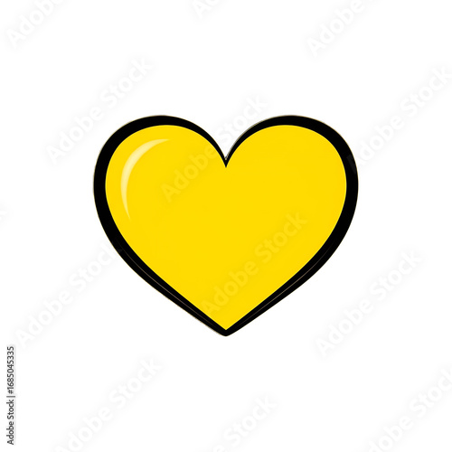 Yellow Heart Icon Illustration  Love Symbol Graphic Design Element for Valentines Day or Affection