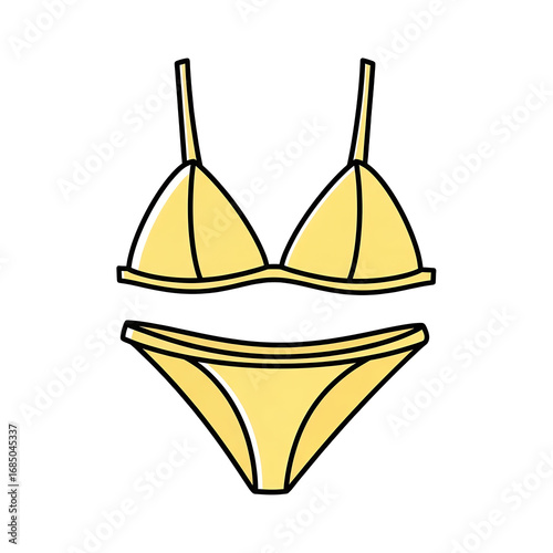 Yellow Bikini Illustration Summer Fashion Beachwear Swimsuit Design Isolated Vector Graphic Art