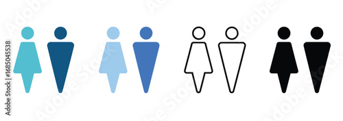 WebVersatile human icons in blue tones and outline styles, perfect for diverse design projects needing clear gender representation and modern visual cues.