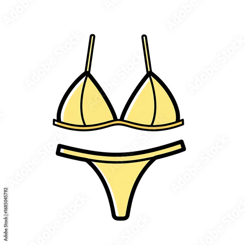 Yellow Triangle Bikini Illustration  Summer Fashion Icon Vector Graphic Design for Beachwear Advertisement