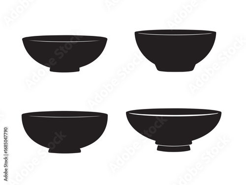 Decorative Bowl Silhouette Vector Icon Set for Stock Illustrations  