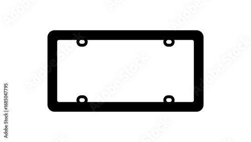 Automotive License Plate Frame, black isolated silhouette