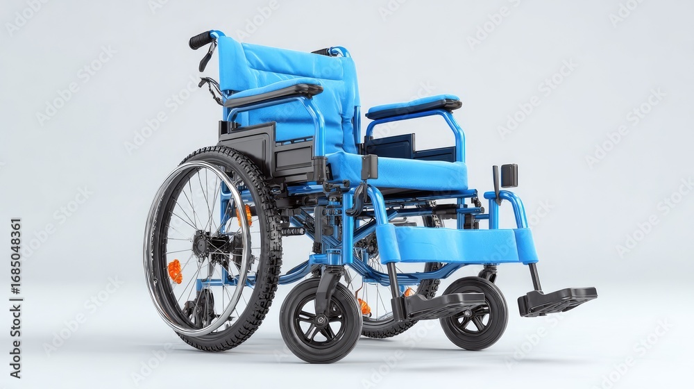 Fototapeta premium Blue Wheelchair Isolated on White
