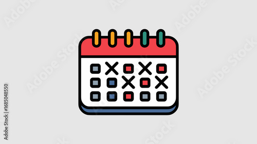 Vector calendar with crossed out days and checkbox tracker – Suitable for habit tracking visuals, productivity content, or lifestyle blogs