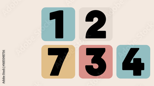 Vector illustration of date numbers 1 to 4 in square containers