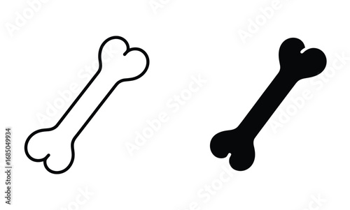 WebIconic dog bone symbol presented in both outline and solid black fill for versatile design applications