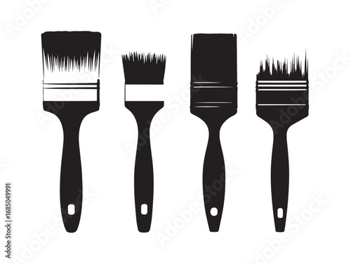 Stylish Brush Silhouette Icon Collection for Creative Stock Designs  