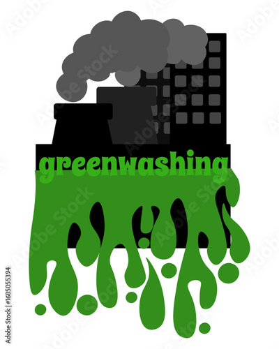 Greenwashing, vertical banner or poster on the theme of preserving the environment and fair industry