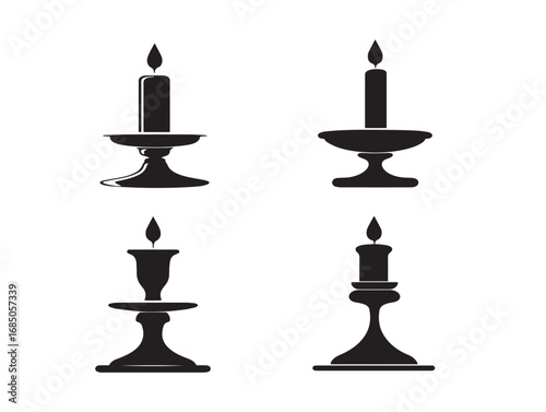 Decorative Candle Holder Silhouette Icon in Minimal Vector