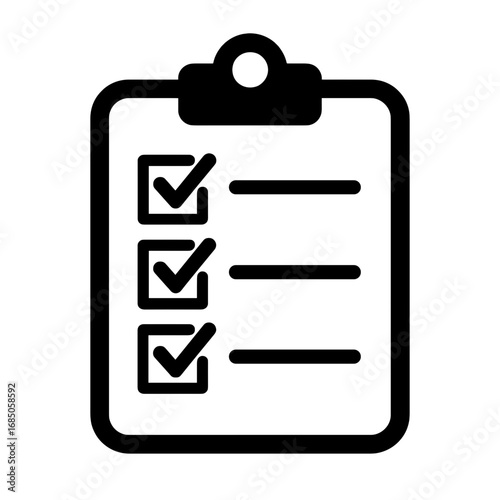 Checklist Icon – Minimalist Clipboard with Check Marks for Tasks and To-Do Lists (Vector)