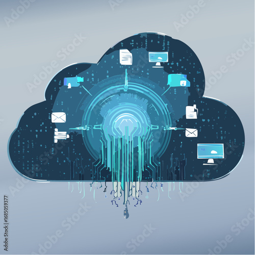 Advanced cloud computing infrastructure, symbolizing global data connectivity, digital transformation, and the secure exchange of information in a networked environment for future growth
