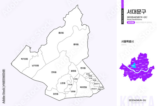 서울특별시 서대문구 법정동 윤곽선 지도