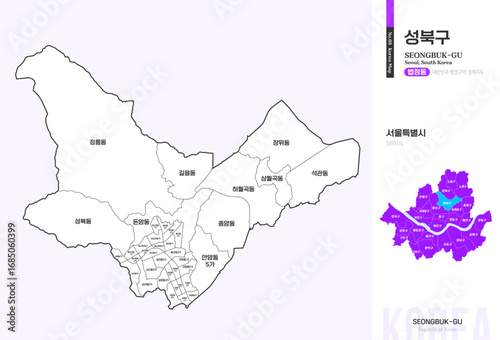 서울특별시 성북구 법정동 윤곽선 지도