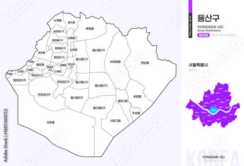 서울특별시 용산구 법정동 윤곽선 지도
