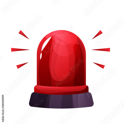 Siren emergency signal, flashing alarm. Red lamp police, ambulance or rescue urgent warn. Attention flasher alert. 