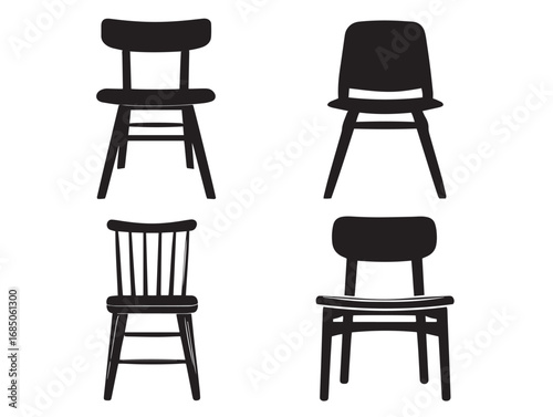 Elegant Chair Silhouette Icon in Clean Vector Illustration