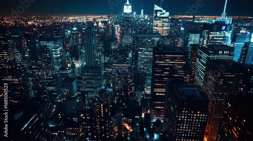 Wallpaper Mural A nighttime cityscape view of illuminated skyscrapers. Torontodigital.ca