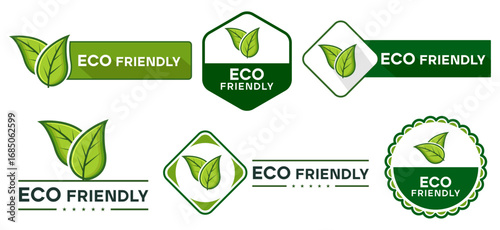 Eco Friendly Labels Green Leaf Badges Organic Icons Set