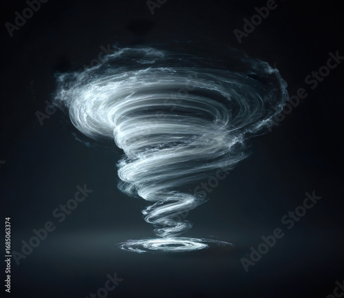 Glowing Blue Tornado Vortex Spiral with Bright Radiance Stream and Twisting Funnel Wave Effect, Abstract Storm Particles Rotation on Transparent Background PNG Illustration