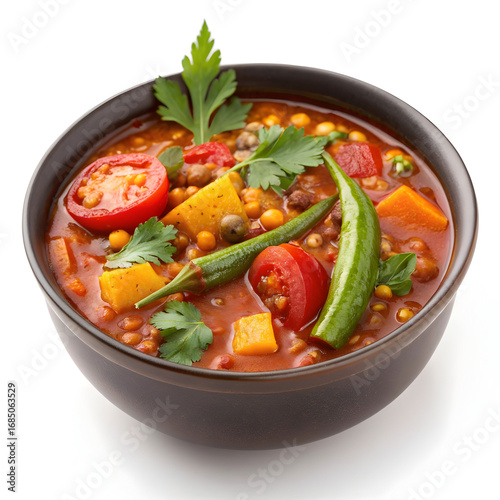 A vibrant and spicy South Indian sambhar curry, loaded with mixed vegetables tangy, flavorful