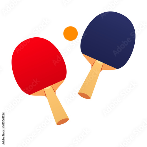 Ping pong paddles and ball vector isolated illustration